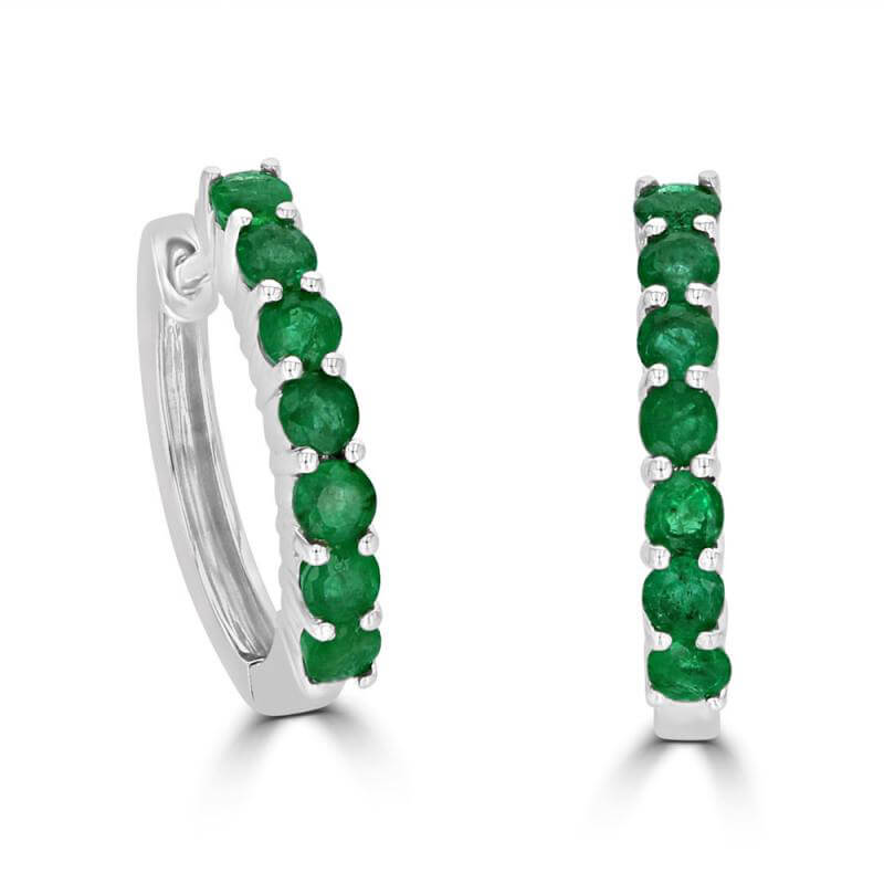 ROUND EMERALD PRONG HUG EARRINGS