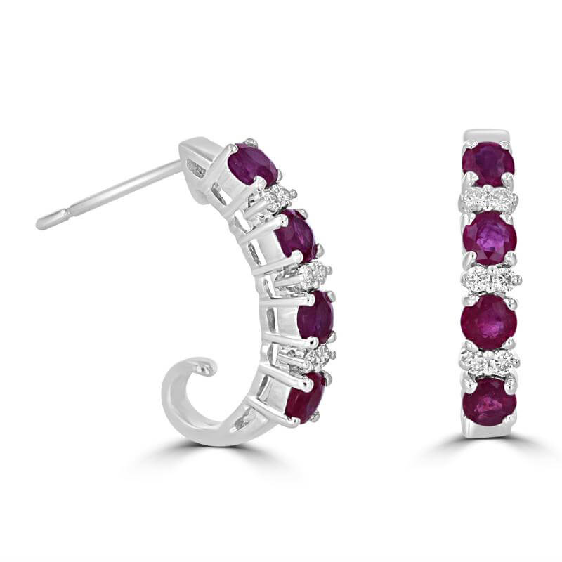 RND RUBY & RND DIA J'' EARRINGS''