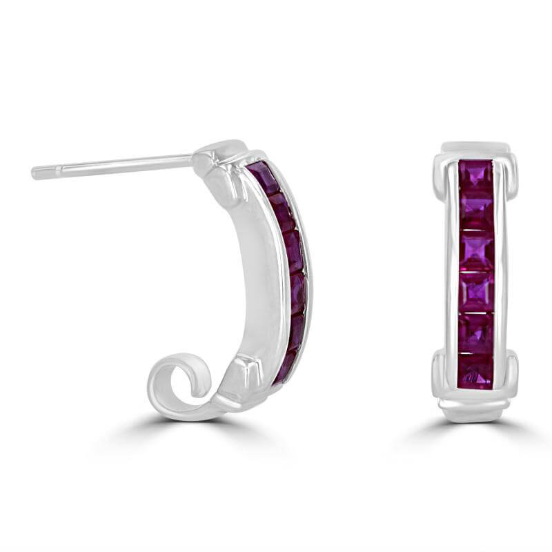 SQU RUBY CHANNEL HOOP EARR