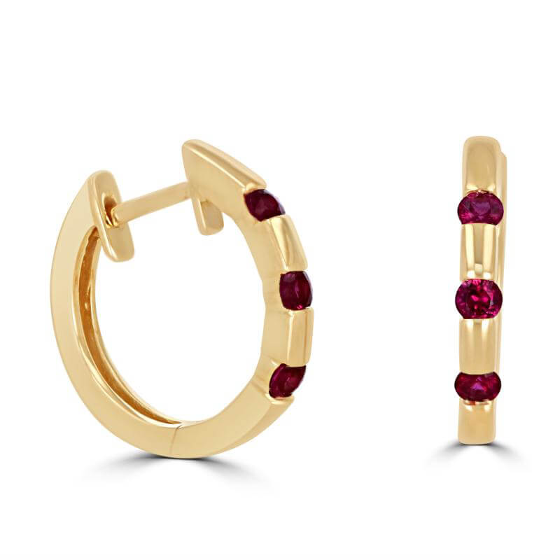 3RND RUBY HUG EARR
