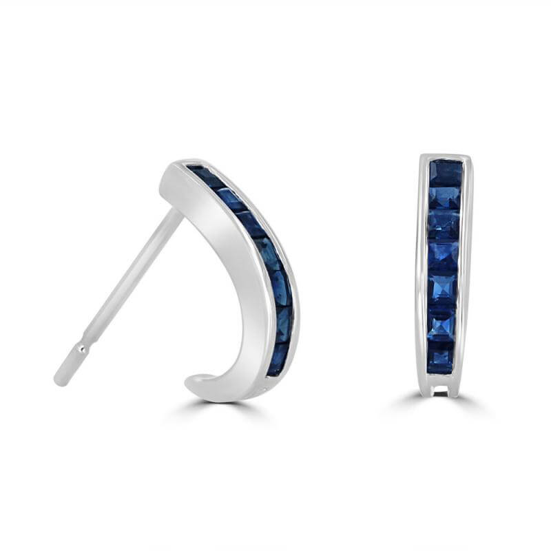 SQUARE SAPPHIRE CHANNEL HOOP EARRINGS