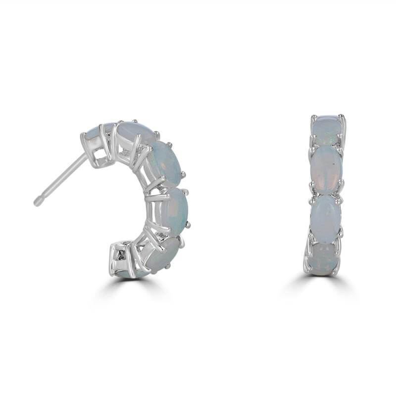 3X5 OVAL OPAL HOOP EARRINGS