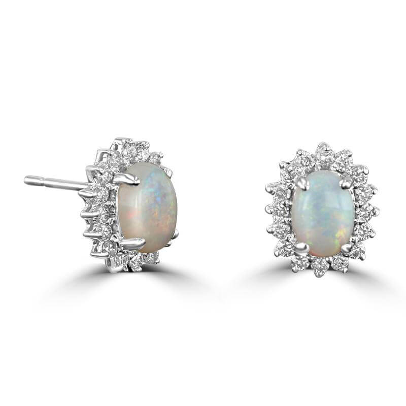 5X7 OVAL OPAL HALO EARRINGS