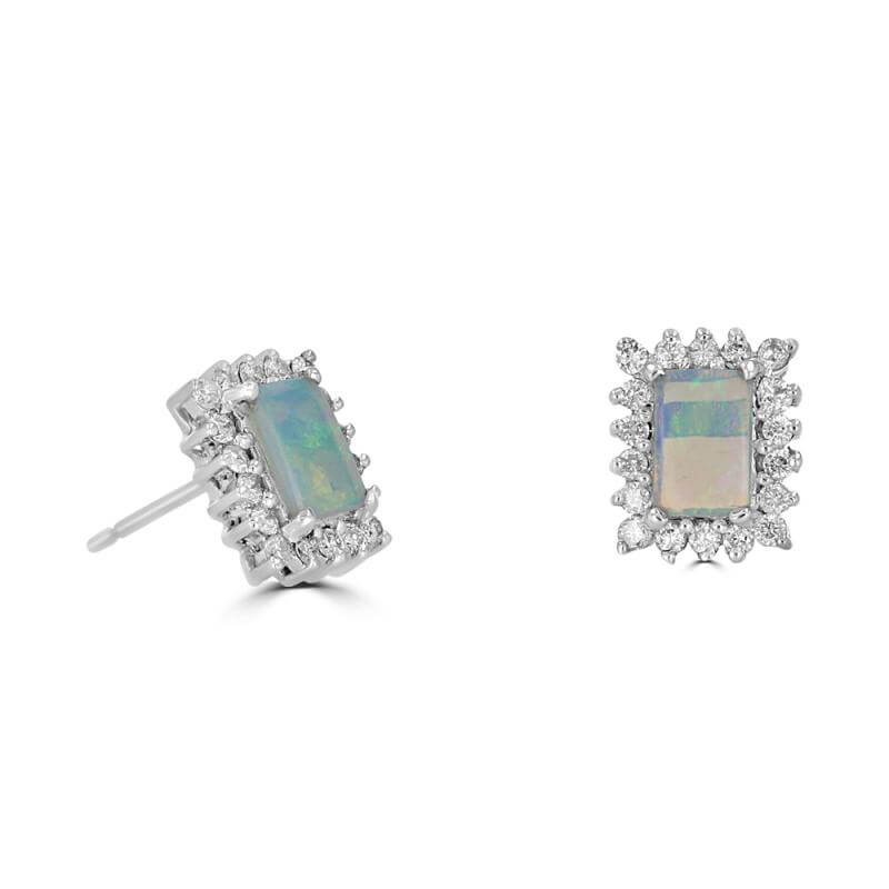 4X6 RECTANGLE OPAL HALO EARRINGS