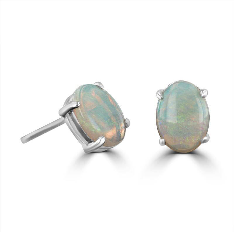 6X8 OVAL OPAL STUD EARRINGS