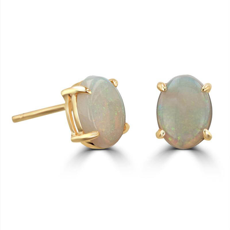 6X8 OVAL OPAL STUD EARRINGS