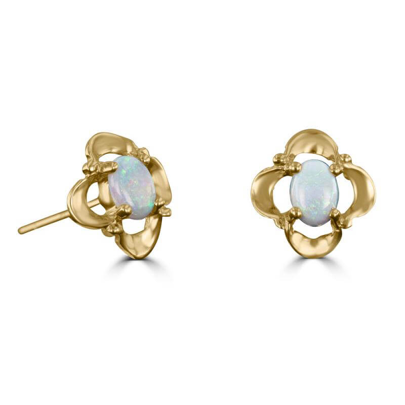 3X4 OVAL OPAL EARRINGS