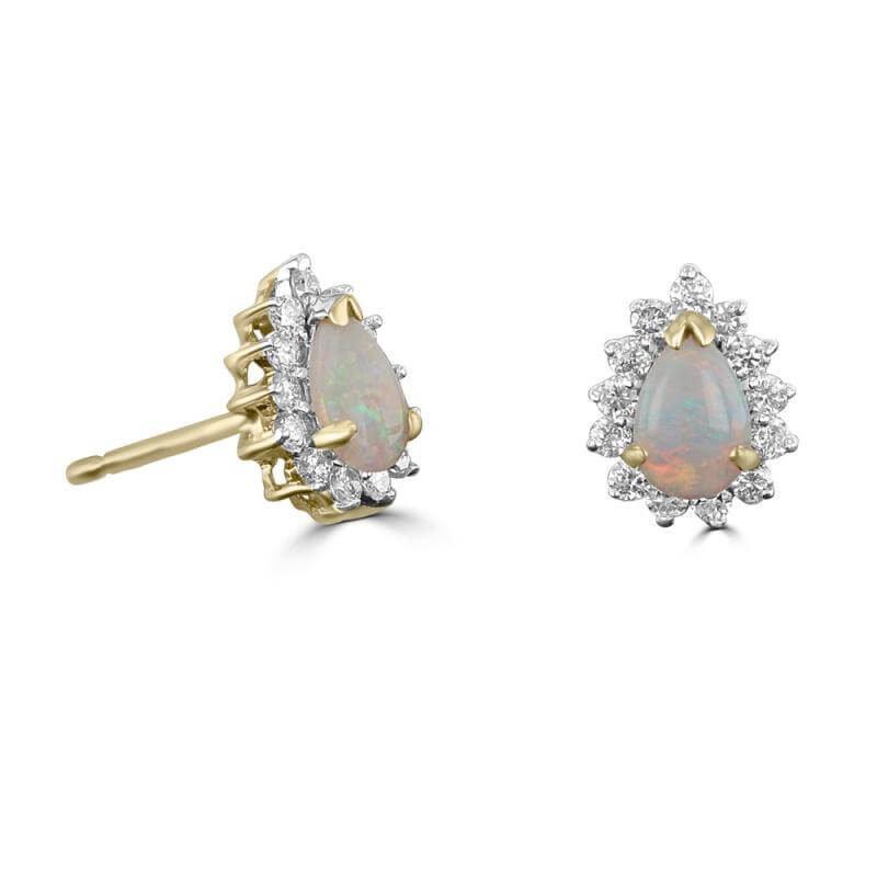 4X6 PEAR OPAL HALO EARRINGS
