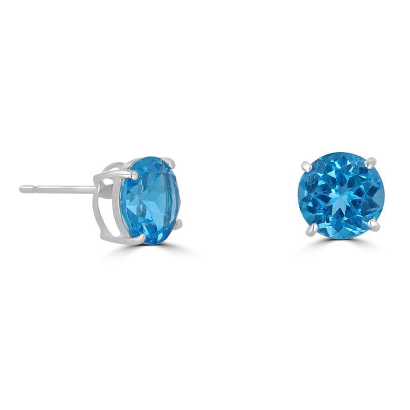 8MM ROUND BLUE TOPAZ STUD EARRINGS