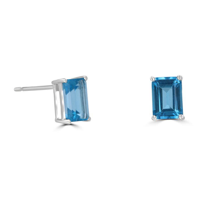 5X7 BAGUETTE BLUE TOPAZ EARRINGS
