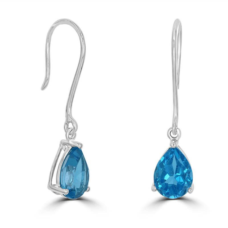 6X8 PEAR BLUE TOPAZ WIRE EARRINGS