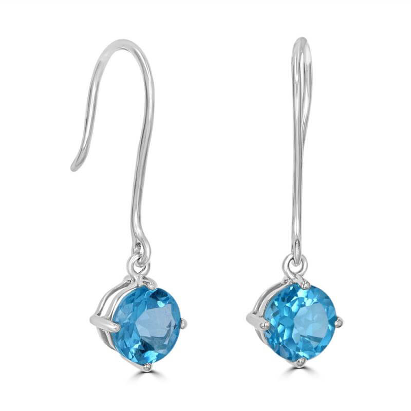 6MM ROUND BLUE TOPAZ WIRE EARRINGS