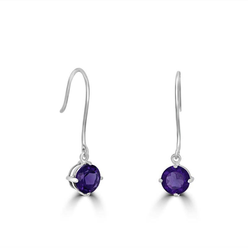 6MM ROUND AMETHYST WIRE EARRINGS