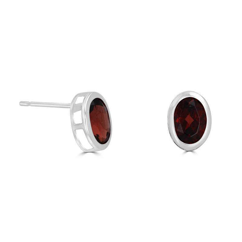5X7 OVAL GARNET BEZEL EARRINGS