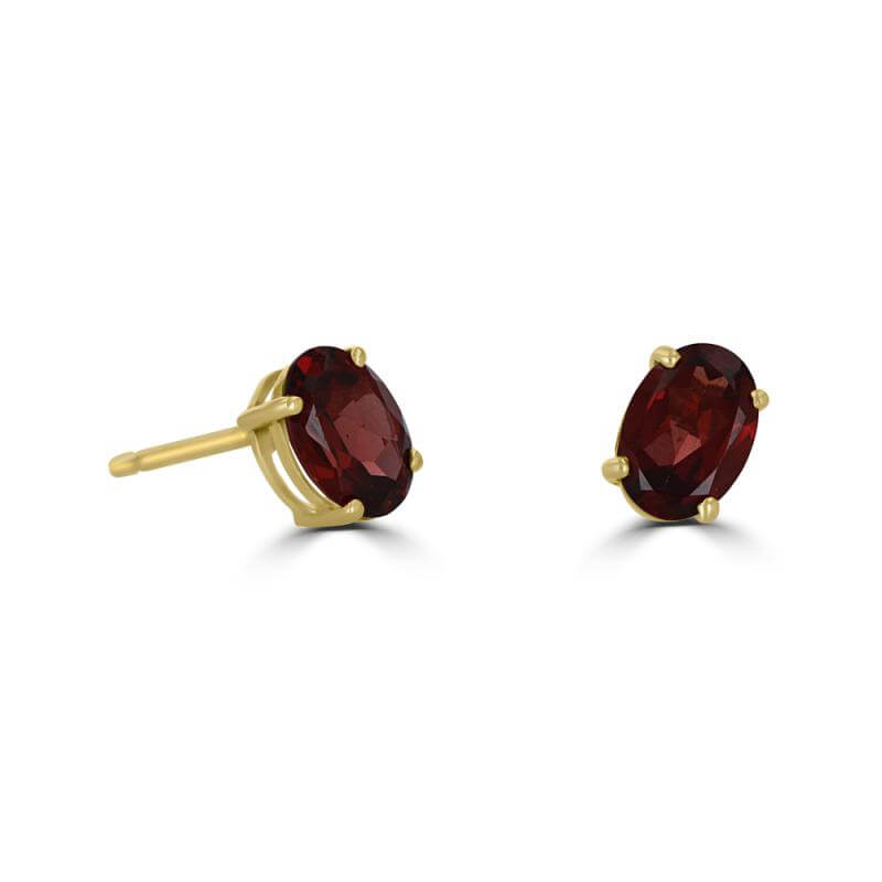 5X7 OVAL GARNET PRONG EARRINGS