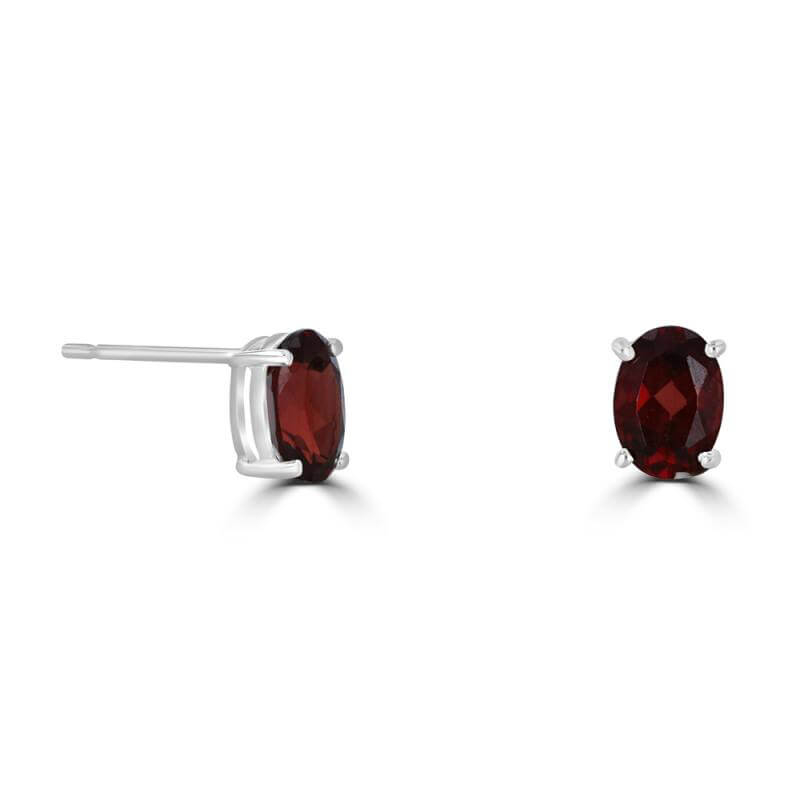 5X7 OVAL GARNET PRONG EARRINGS