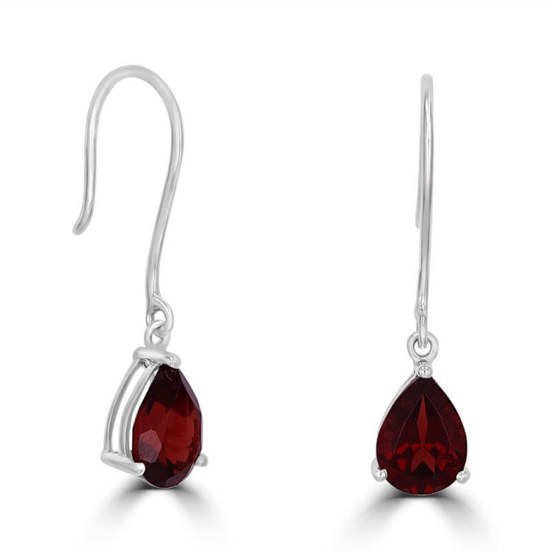 6X8 PEAR GARNET WIRE EARRINGS