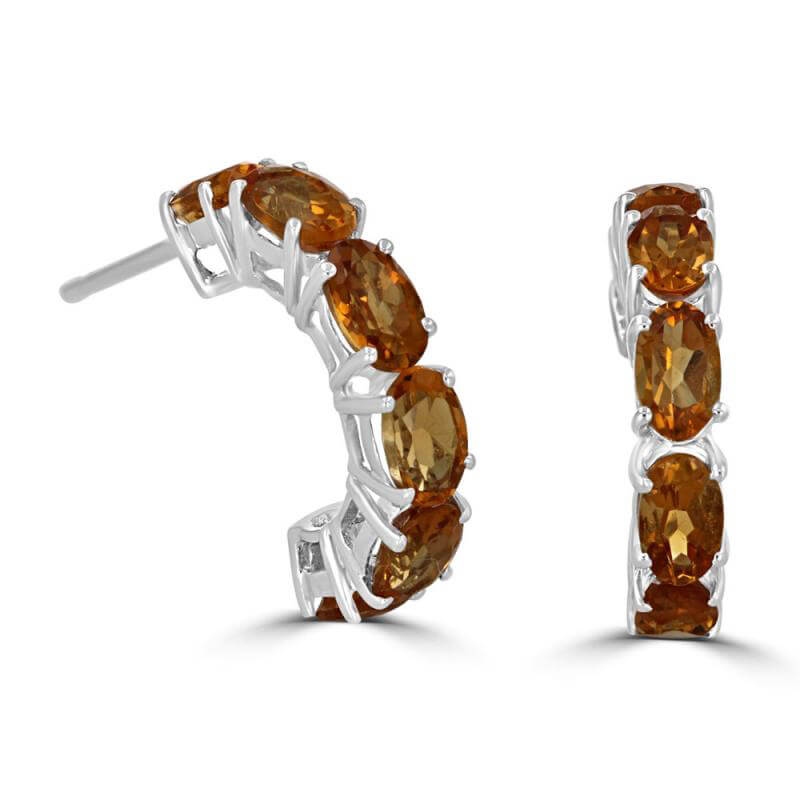 3X5 OVAL CITRINE HOOP EARRINGS