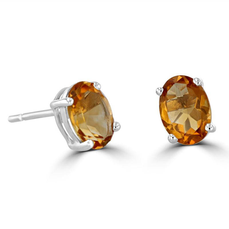 5X7 OVAL CITRINE PRONG EARRINGS