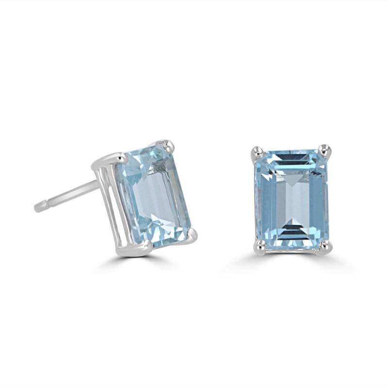 5X7MM BAGUETTE AQUAMARINE EARRINGS