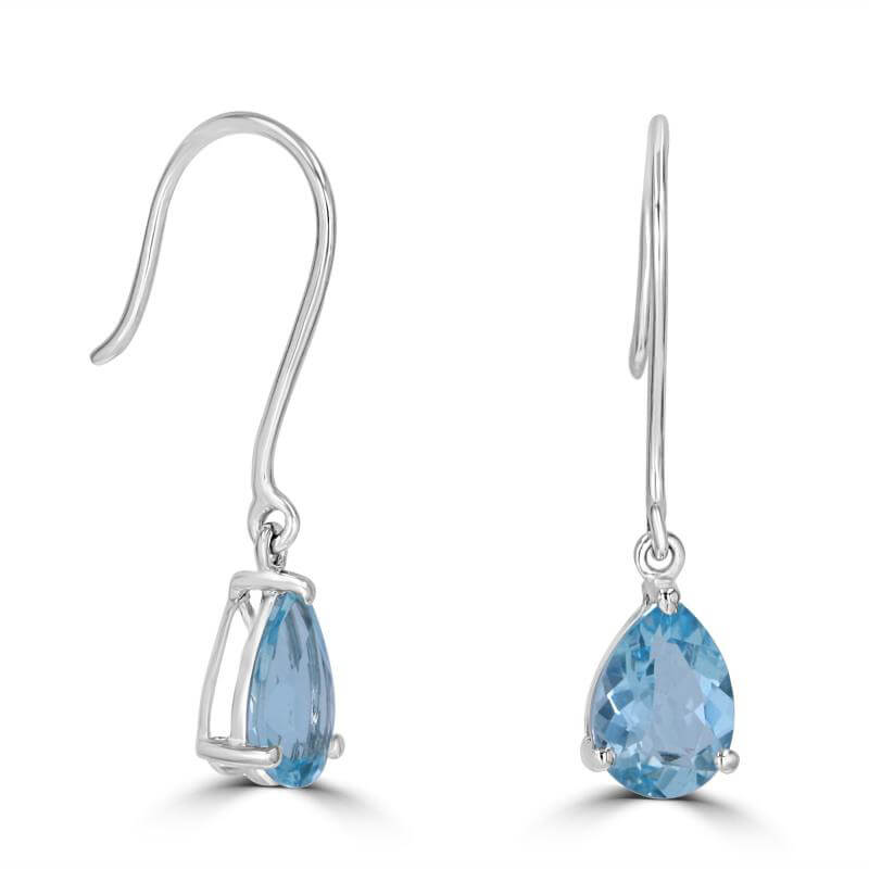 6X8 PEAR AQUA WIRE EARRINGS