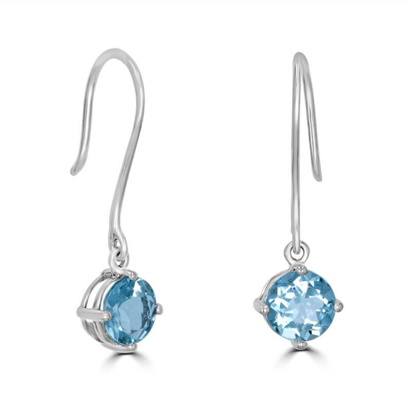 6MM ROUND AQUAMARINE WIRE EARRINGS