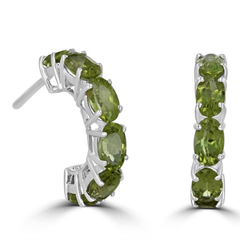 3X5 OVAL PERIDOT HOOP EARRINGS