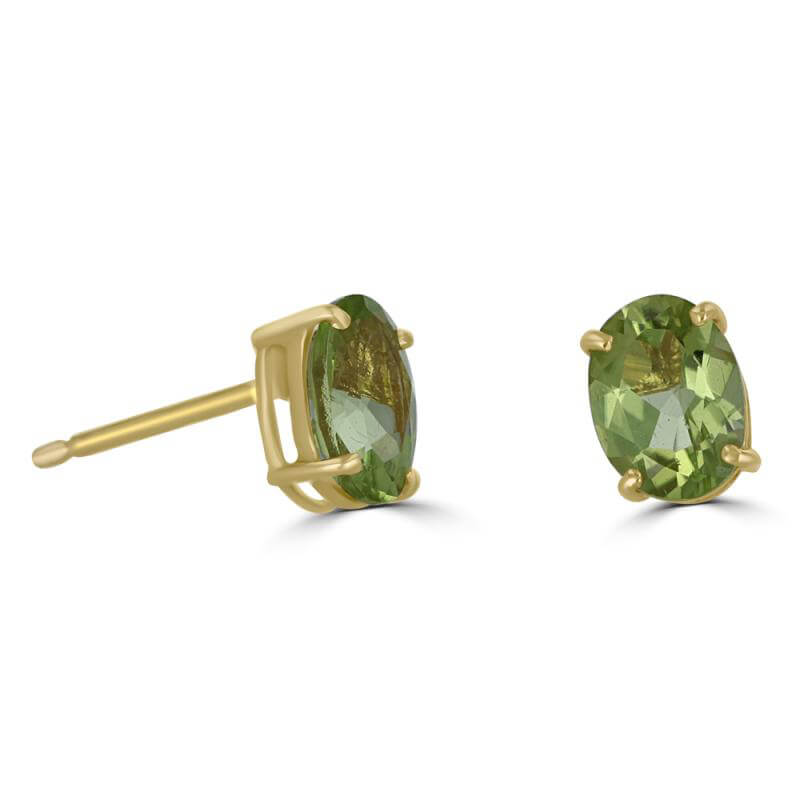 5X7 OVAL PERIDOT PRONG EARRINGS