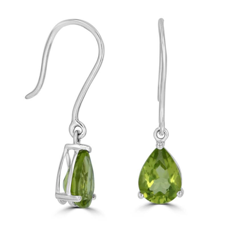 6X8 PEAR PERIDOT WIRE EARRINGS