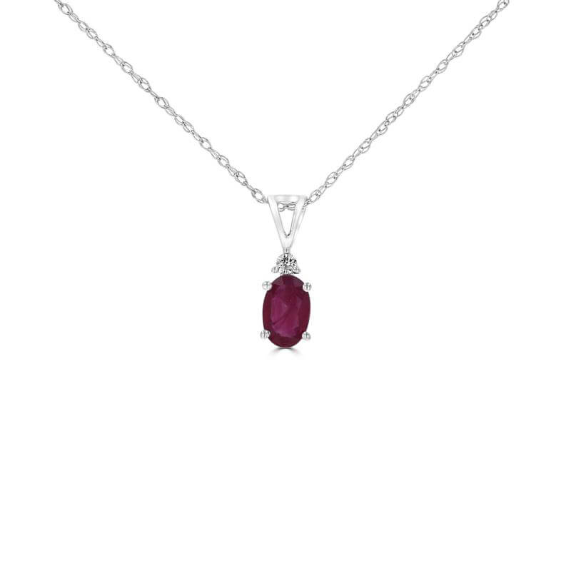 4X6 OVAL RUBY &amp; ONE DIAMOND PENDANT (CHAIN NOT INCLUDED)