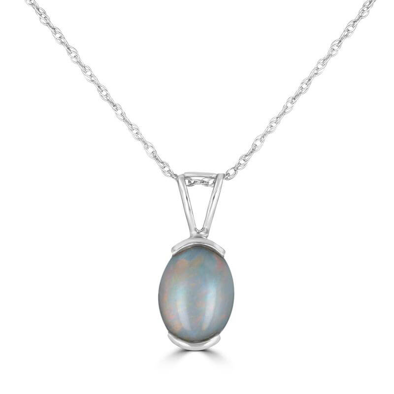 6X8 OVAL OPAL HALF BEZEL PENDANT