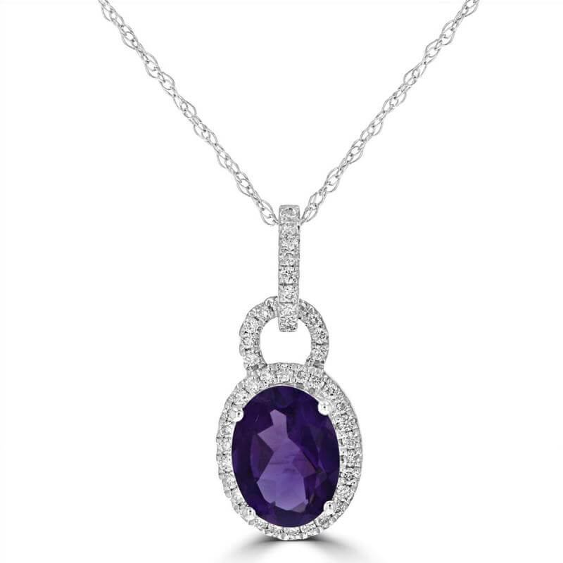 6X8 OVAL AMETHYST HALO PENDANT
