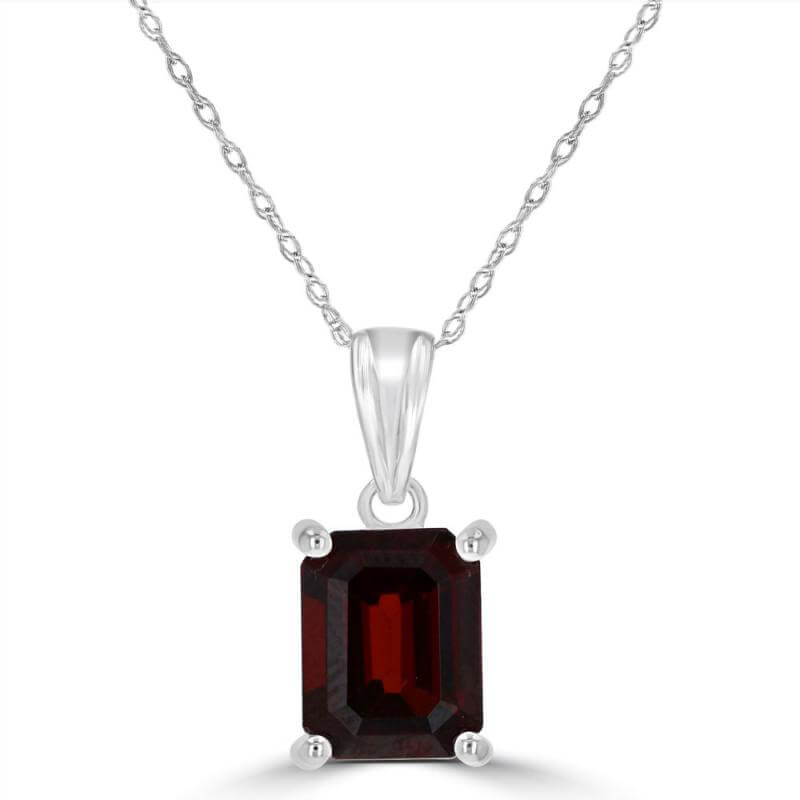 7X9 BAGUETTE GARNET STUD PENDANT (CHAIN NOT INCLUDED)