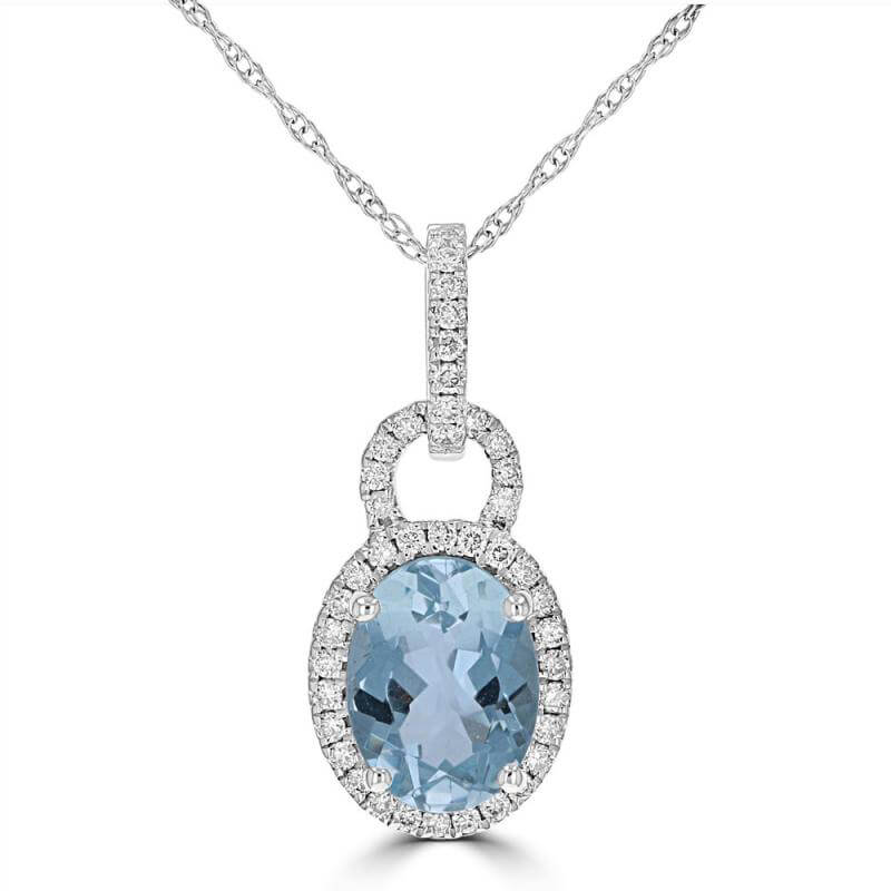 6X8 OVAL AQUAMARINE HALO PENDANT