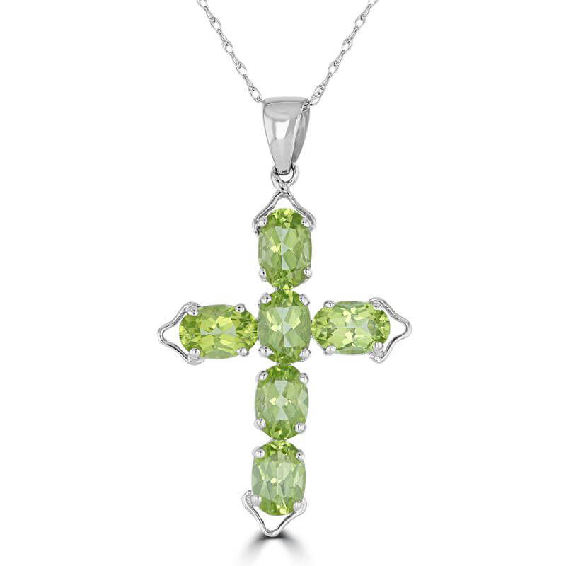 4X6 OVAL PERIDOT CROSS PENDANT (CHAIN NOT INCLUDED)