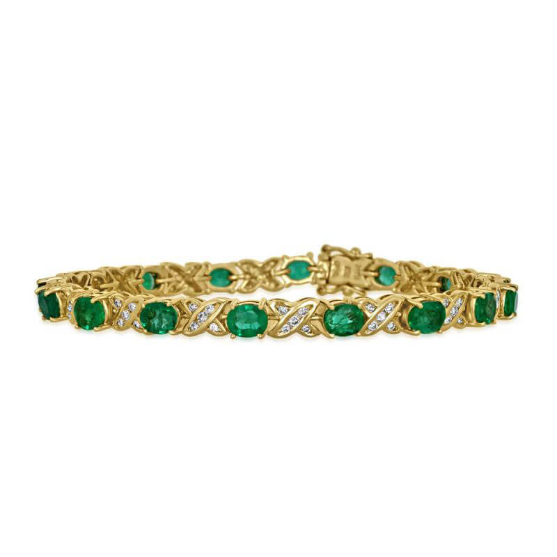 OVAL EMERALD & X DIA CHANNEL BRACELET