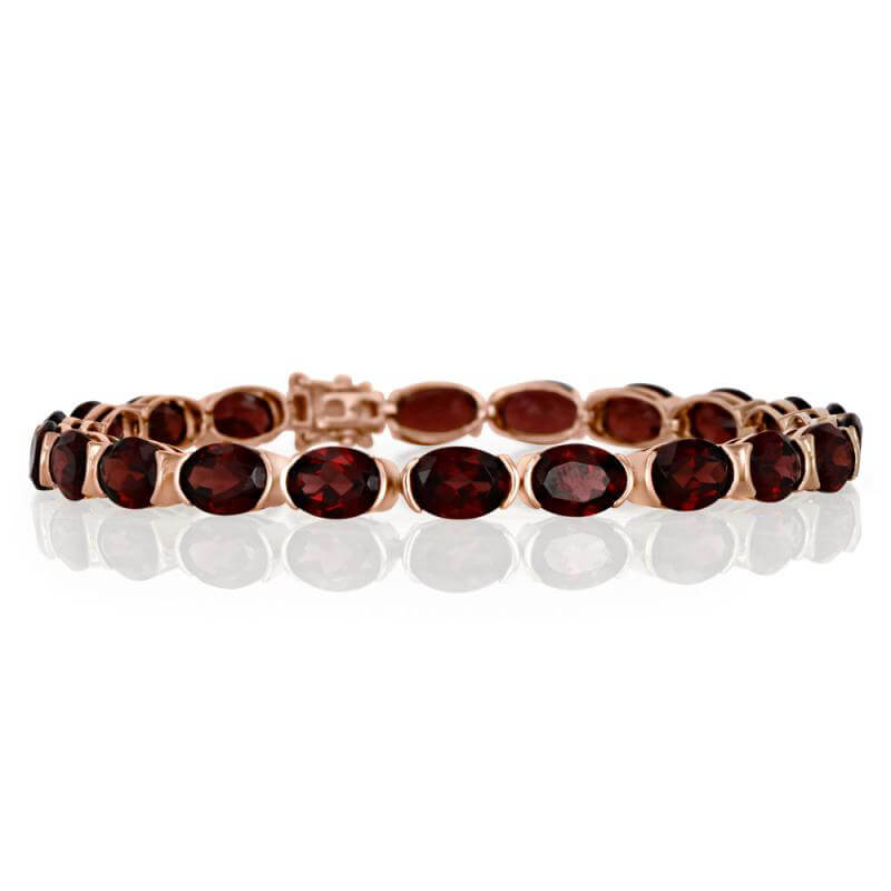 5X7 OVAL GARNET HALF BEZEL BRACELET