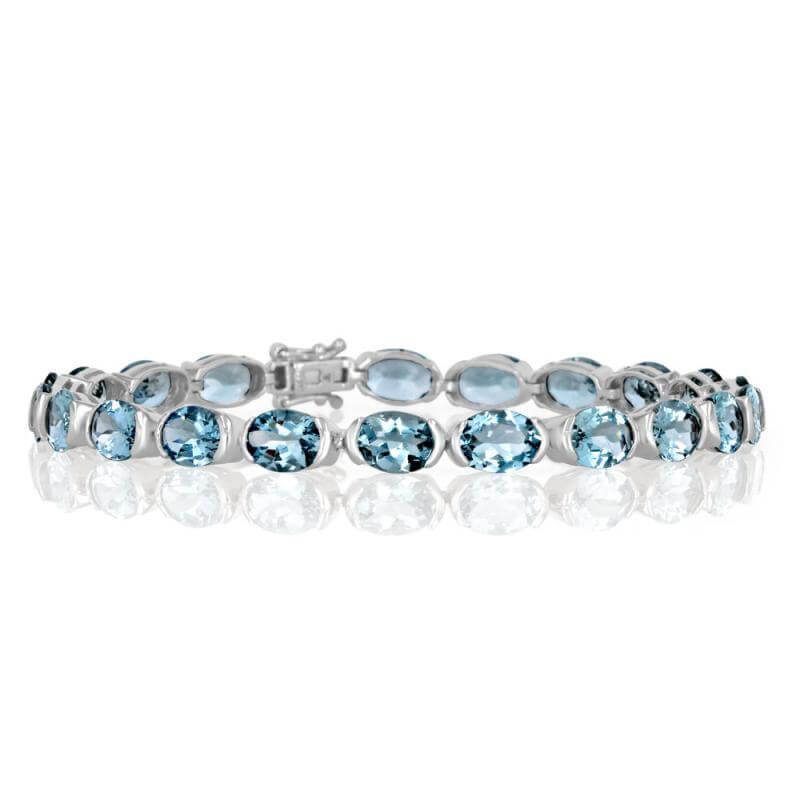 5X7 OVAL AQUAMARINE HALF BEZEL BRACELET