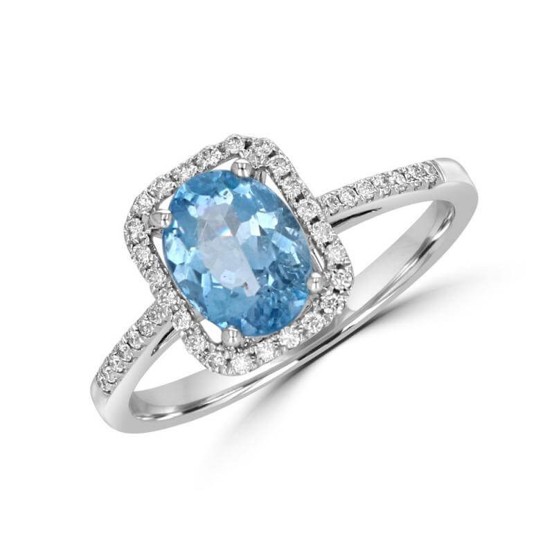 6X8 OVAL AQUAMARINE HALO RING