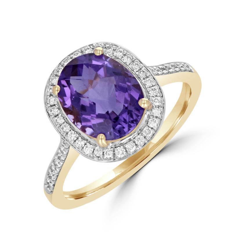 7.5X10.5 OVAL CHECKER AMETHYST HALO RING