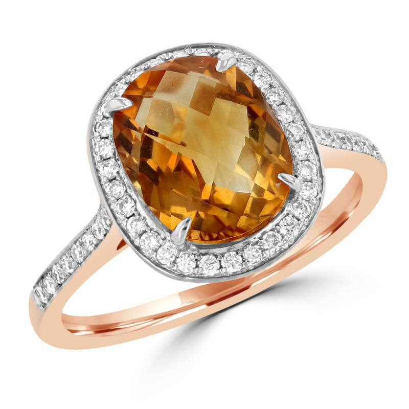 7.5X10.5 OVAL CHECKER CITRINE HALO RING