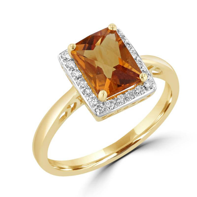 6X8 RECTANGLE CHECKERED CITRINE HALO RING