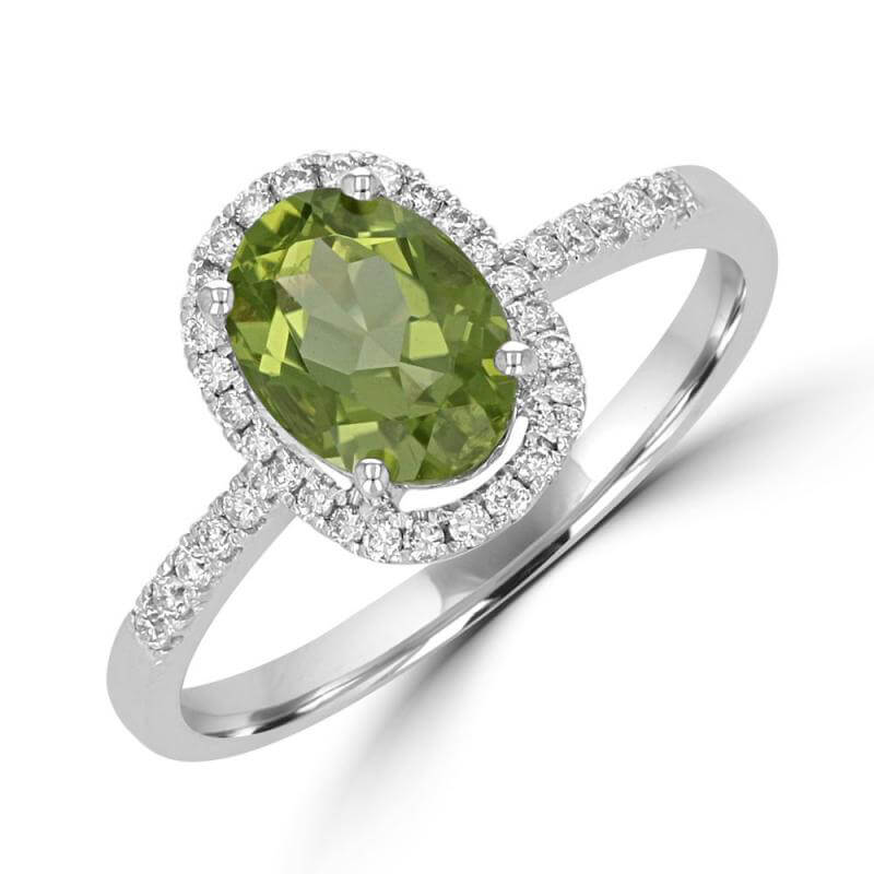 6X8 OVAL PERIDOT HALO RING