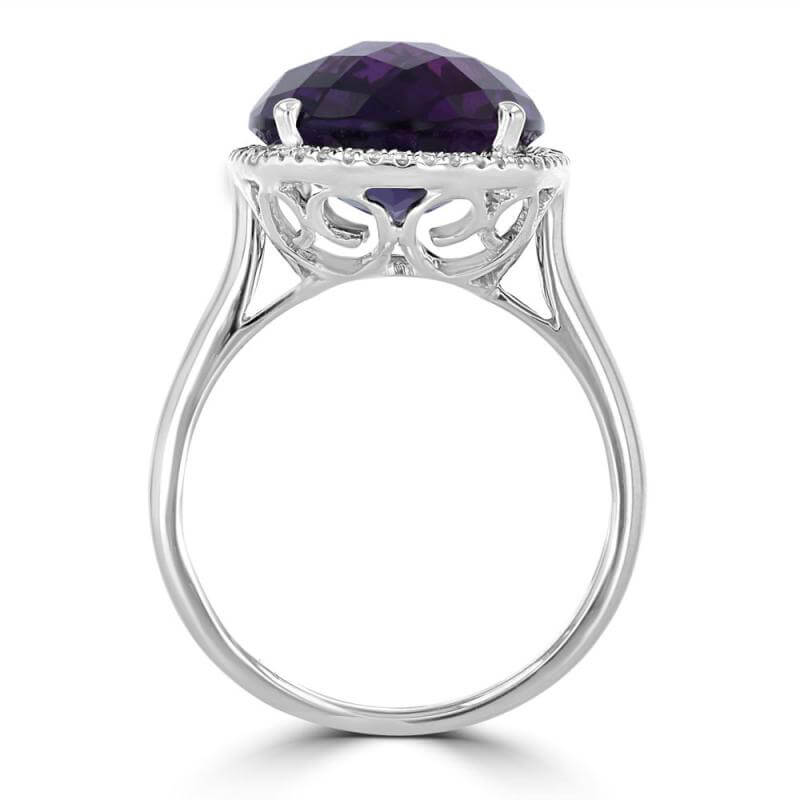 12X16 OVAL CHECKERED AMETHYST HALO RING