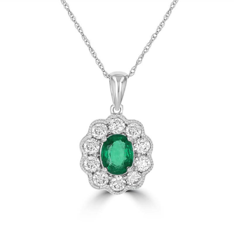 5X6 OVAL EMERALD HALO PENDANT (CHAIN NOT INCLUDED)
