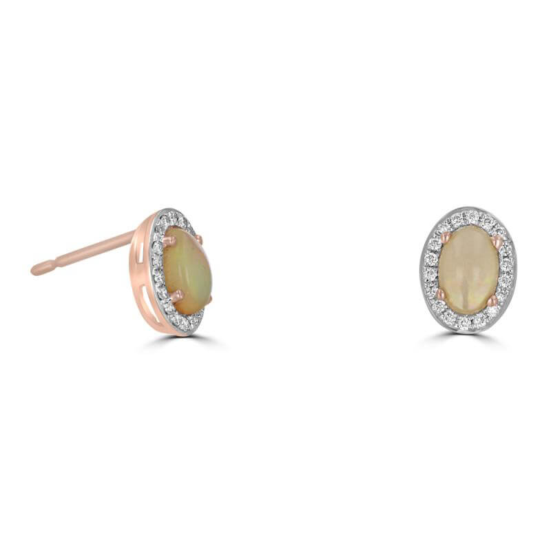 4X6 OVAL OPAL HALO EARRINGS