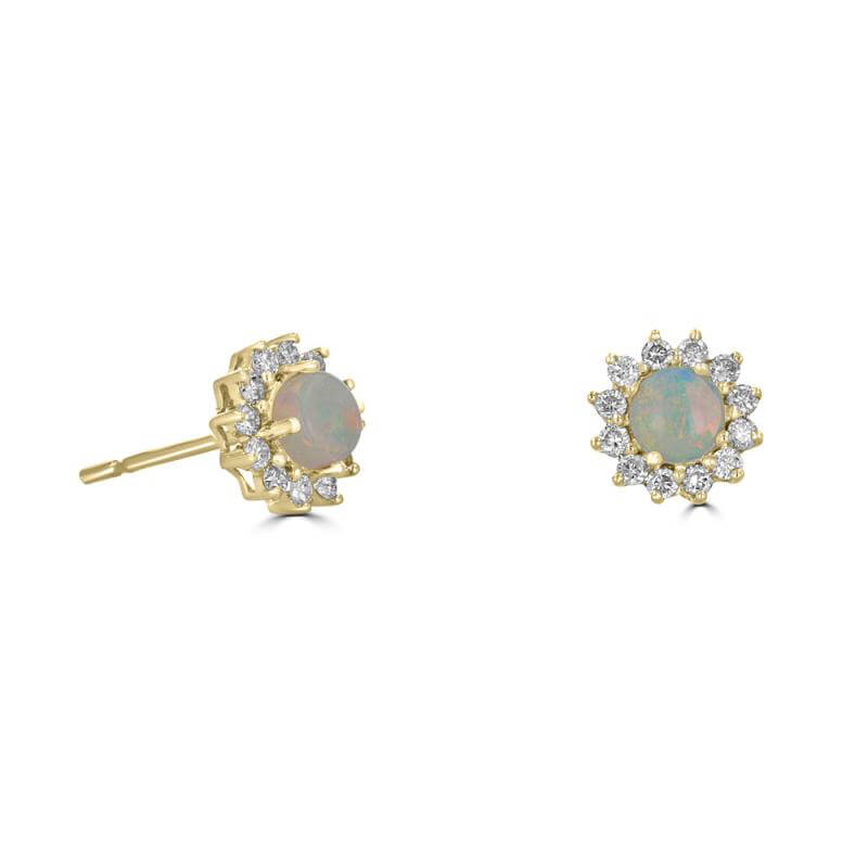 4MM ROUND OPAL HALO EARRINGS