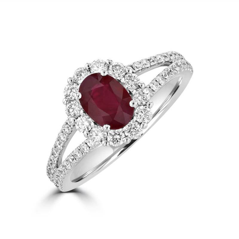 OVAL RUBY  HALO RING