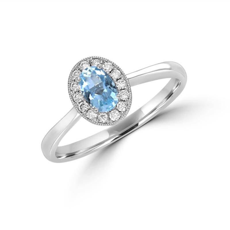 OVAL AQUAMARINE HALO RING