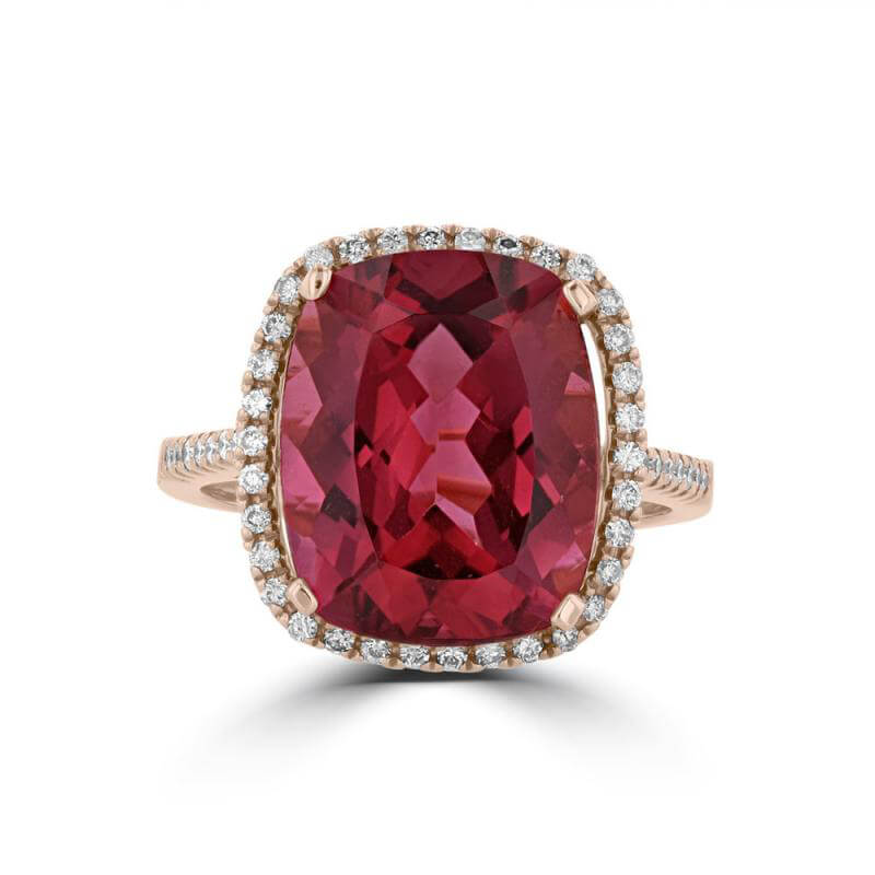 11X14 PINK TOURMALINE HALO RING